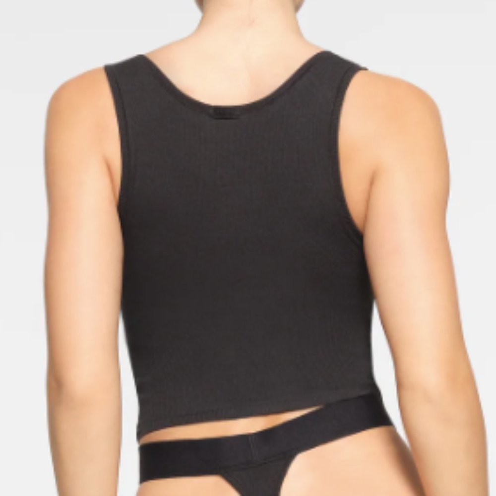 (2422) NWT SKIMS COTTON JERSEY MOCK NECK TANK- BLACK Sz S