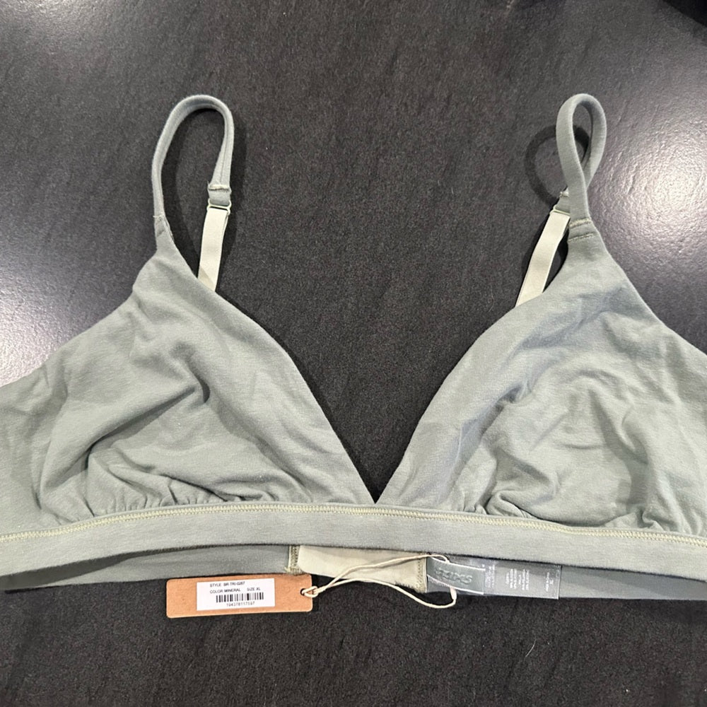 (2428) NWT SKIMS Cotton Jersey TRIANGLE BRALETTE - MINERAL - XL (SIZE SOLD …