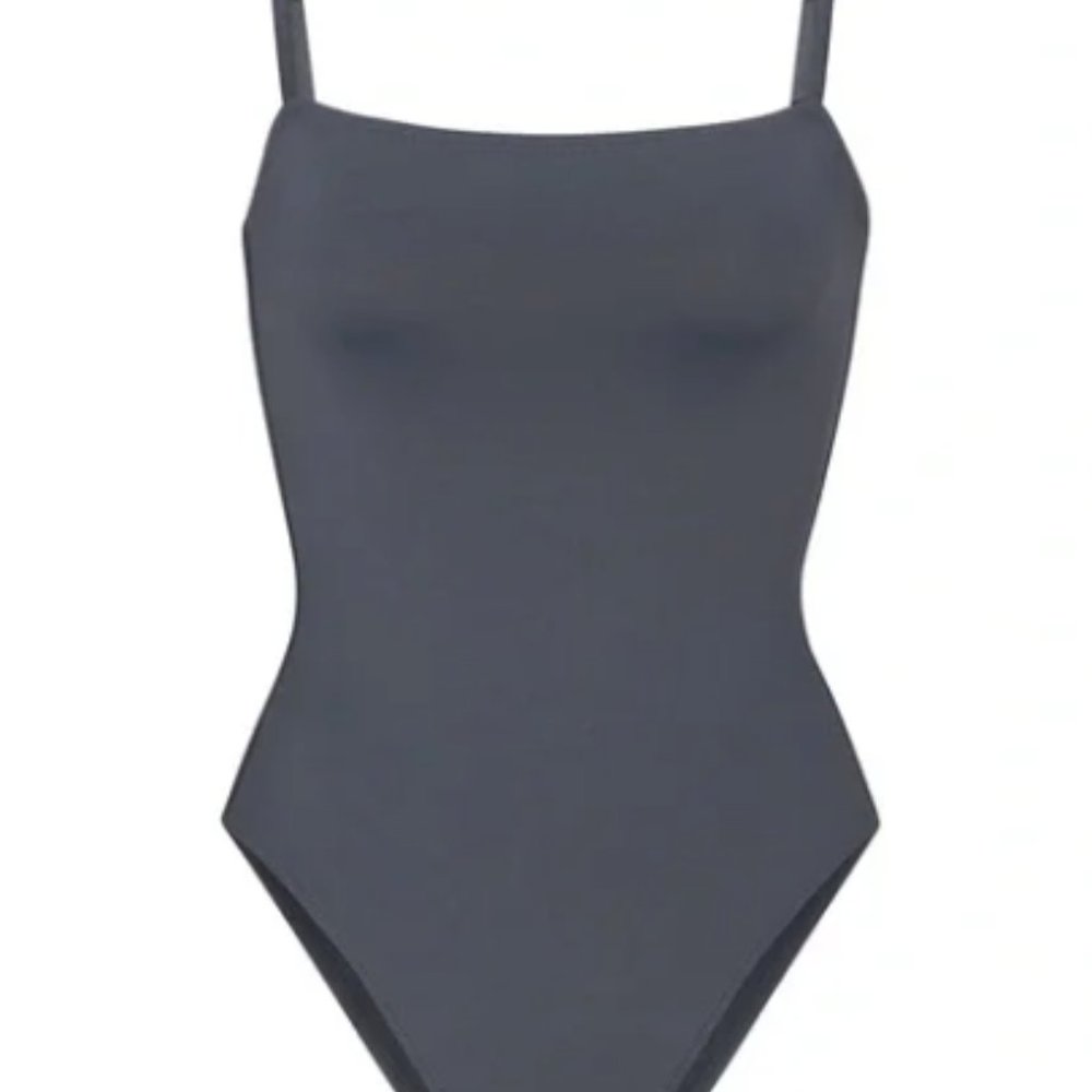 (2441) NWT SKIMS Shaping Swim Cami One Piece in Gunmetal Sz M **SOLD OUT
