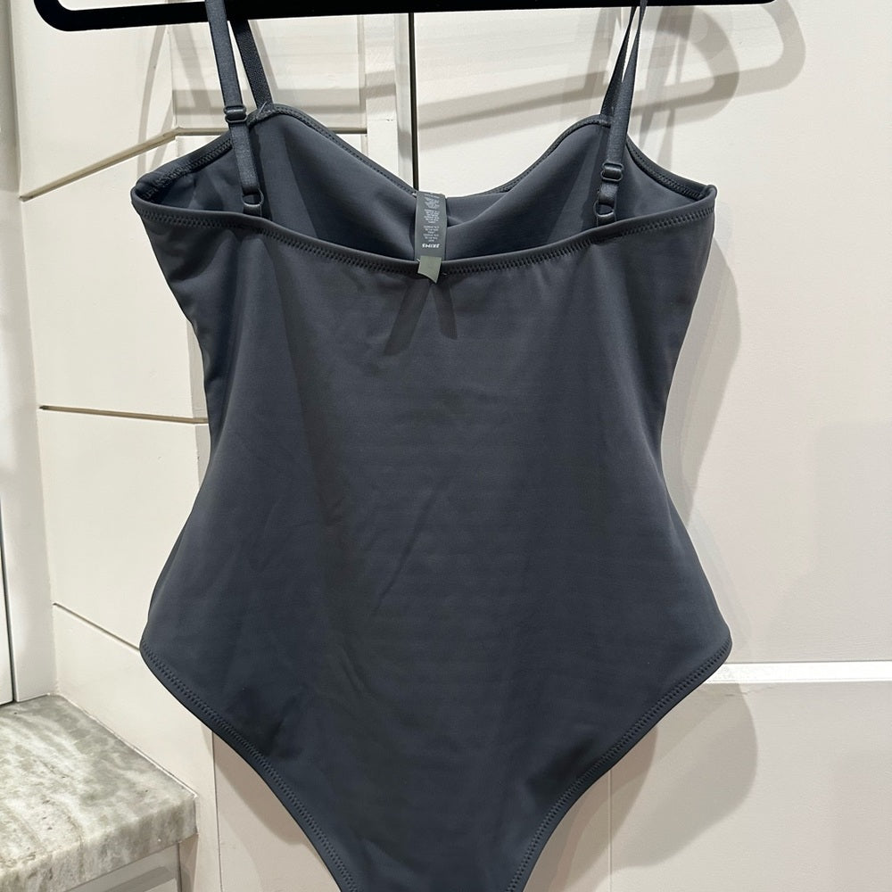(2441) NWT SKIMS Shaping Swim Cami One Piece in Gunmetal Sz M **SOLD OUT
