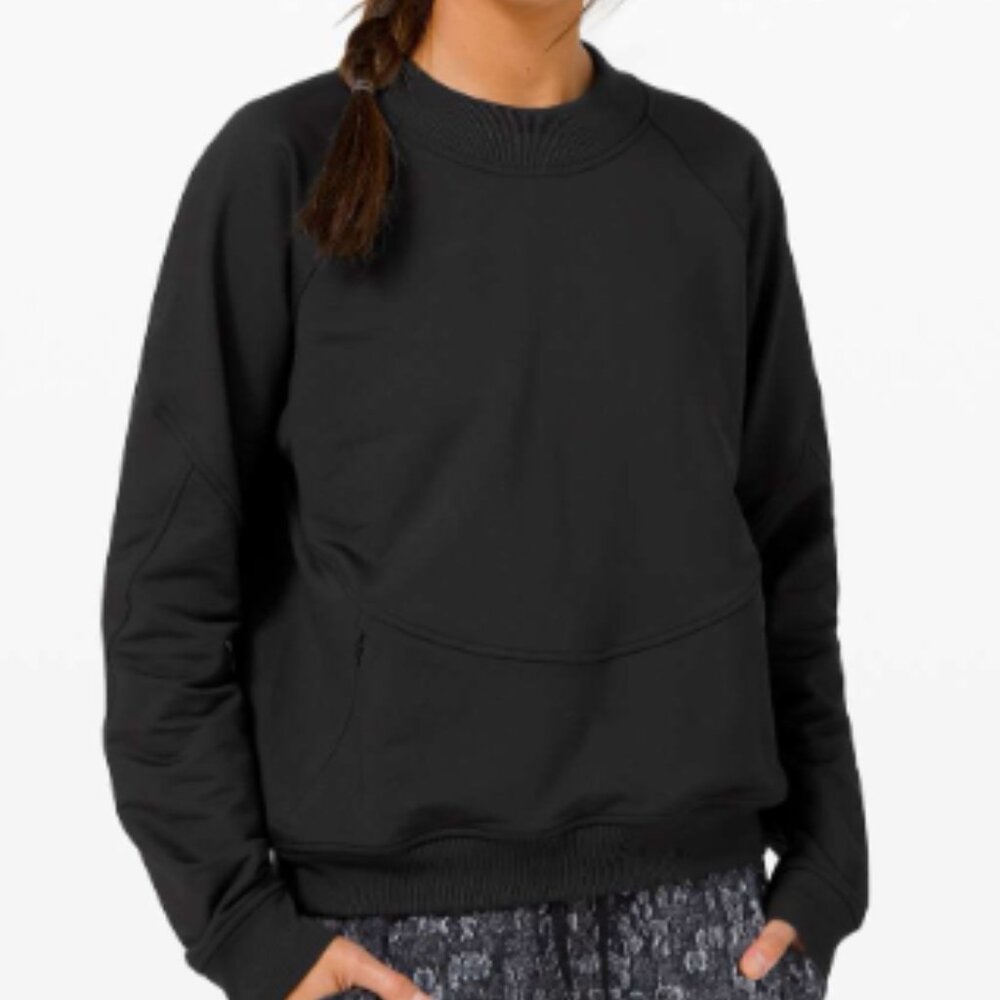 (2500) LULULEMON City Sweat Crew SWEATSHIRT Sz 12 in BLACK