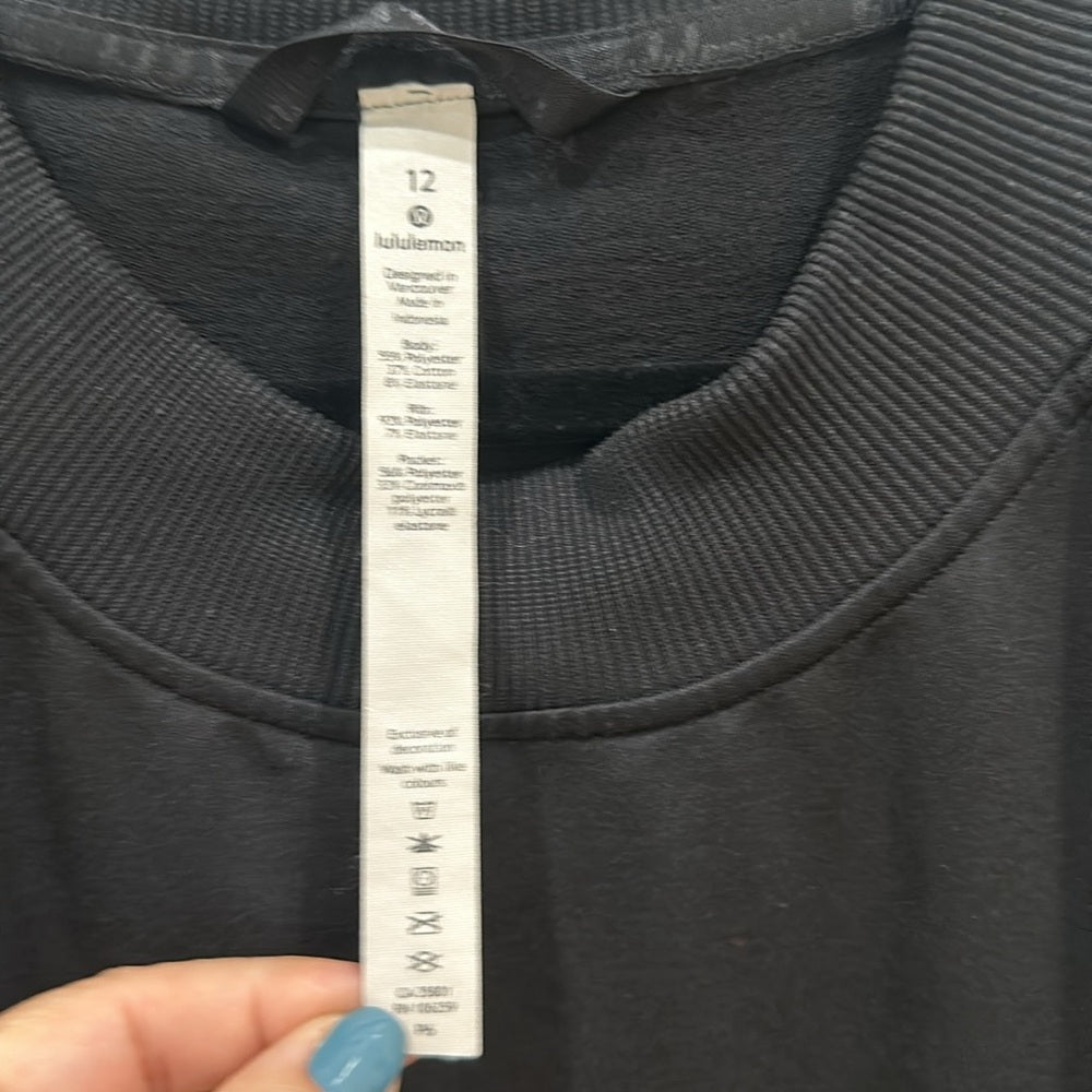 (2500) LULULEMON City Sweat Crew SWEATSHIRT Sz 12 in BLACK