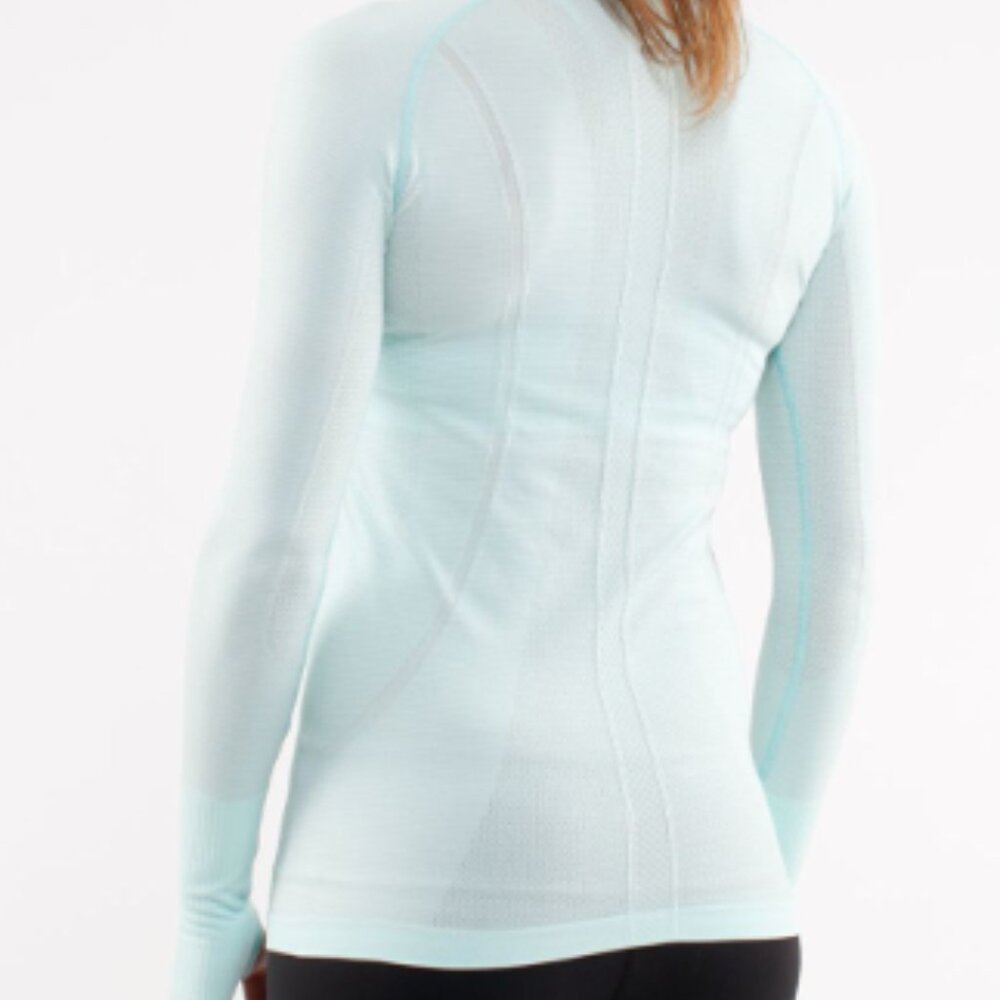(6036)  🍋 LULULEMON RUN: Swiftly Tech Long Sleeve Crew Sz 12 Aquamarine *EUC
