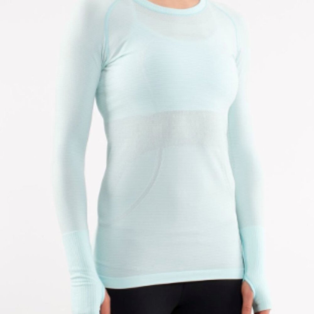 (6036)  🍋 LULULEMON RUN: Swiftly Tech Long Sleeve Crew Sz 12 Aquamarine *EUC