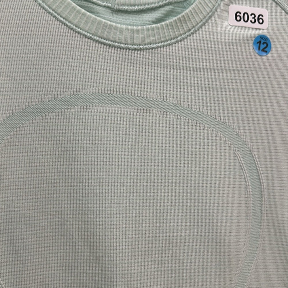 (6036)  🍋 LULULEMON RUN: Swiftly Tech Long Sleeve Crew Sz 12 Aquamarine *EUC