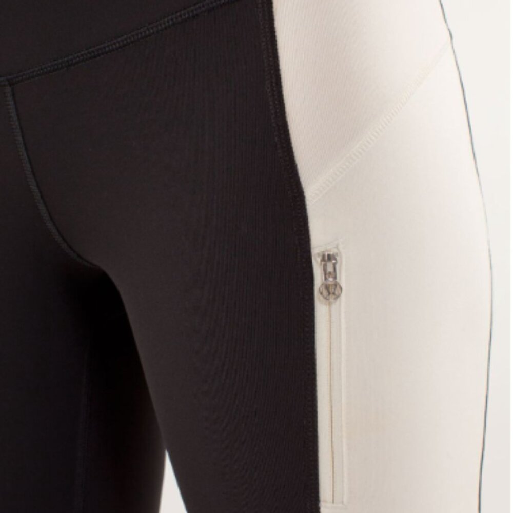 (6103) 🍋 LULULEMON Run: Ice Queen Pant in Sz 6 Color: Black / Polar Cream *RARE