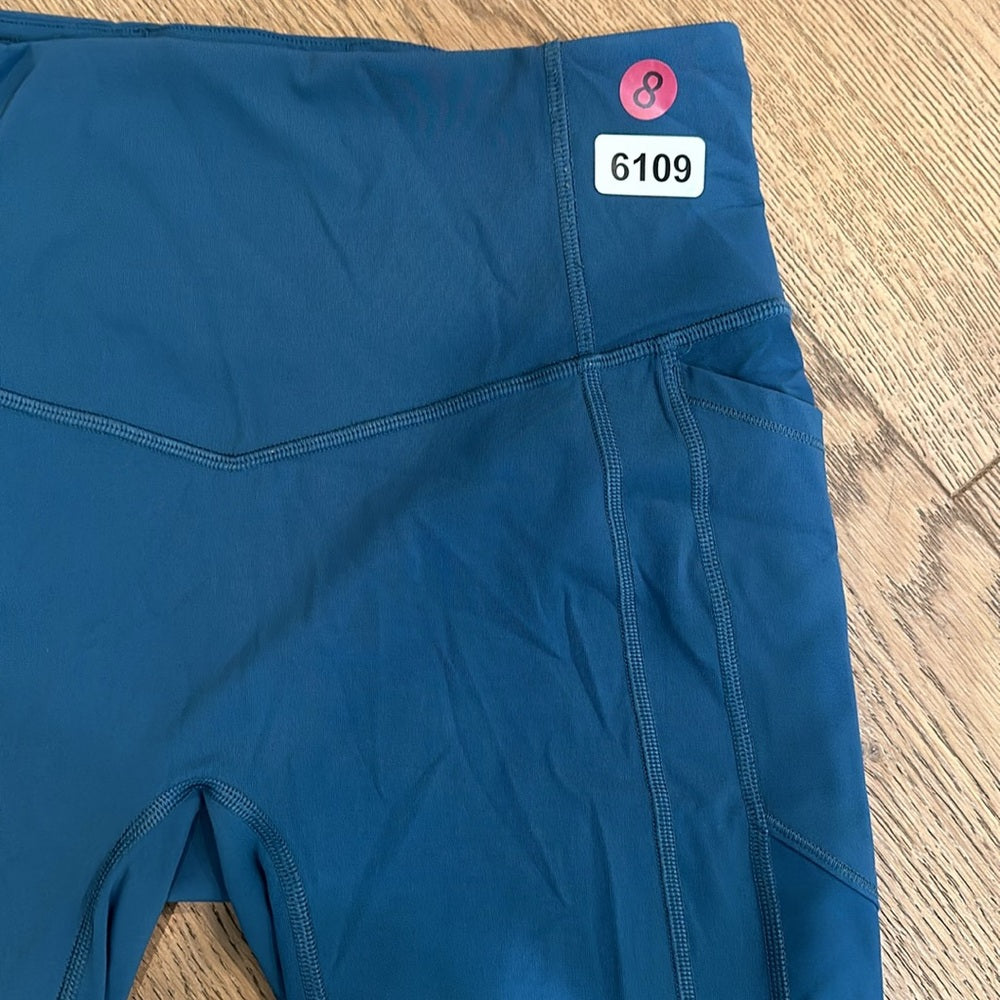 (6109)  LULULEMON All The Right Places Crop II *23" in PETROL BLUE Sz 8 **LOVED…