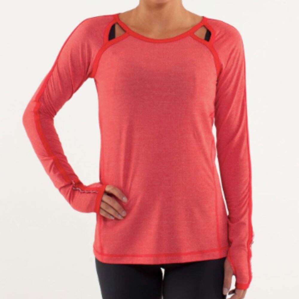 (6118)  🍋 LULULEMON Team Spirit Long Sleeve Sz 8/10 in CURRANT EUC