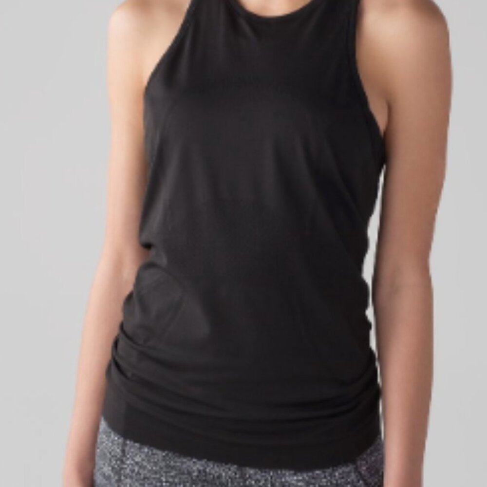 (6129)  🍋 LULULEMON RUN: Swiftly Tech T-BACK Sz 8 ** LOVED BLACK