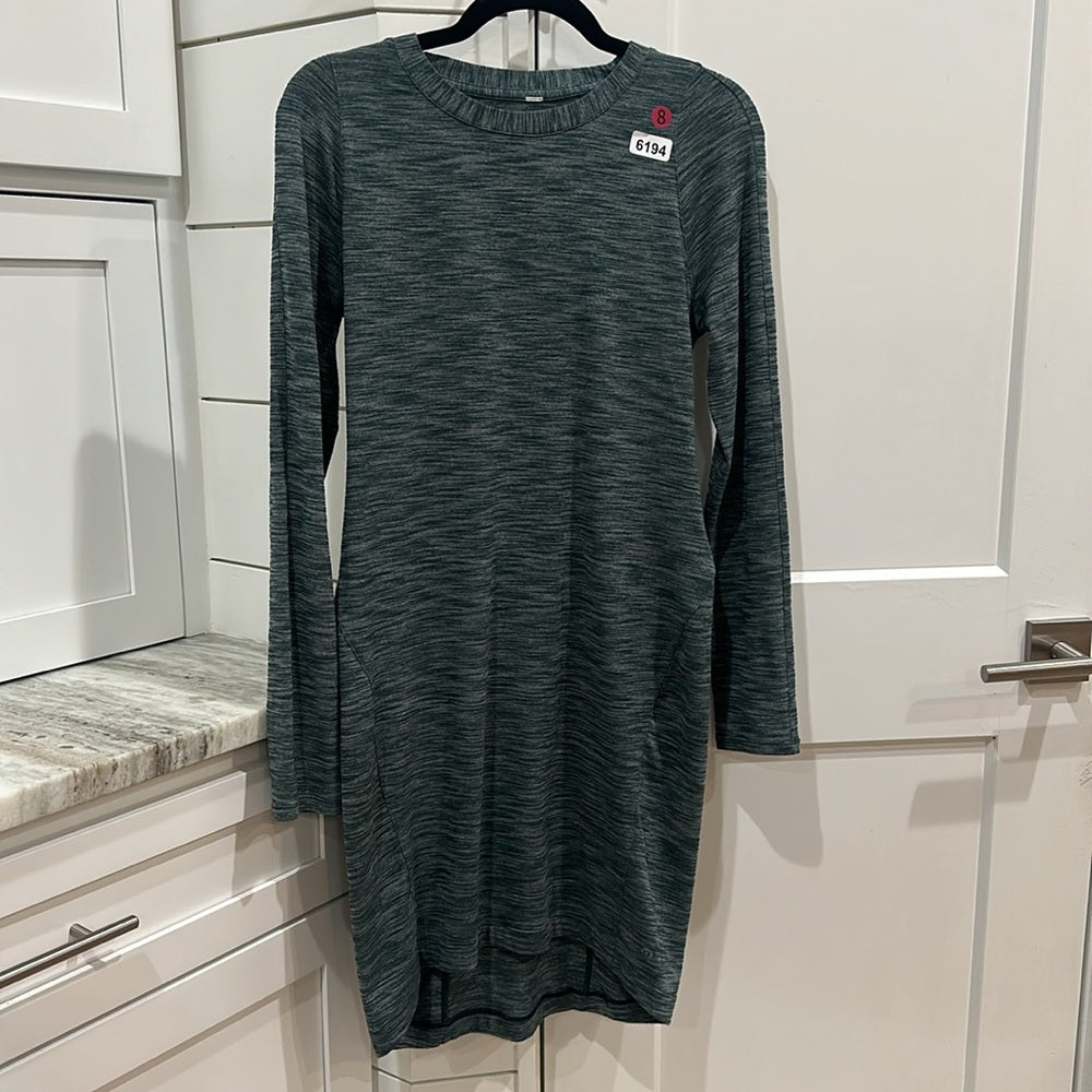(6194) LULULEMON &go Where-To Dress *Long Sleeve - Sz 8 -Heathered Dk Fuel