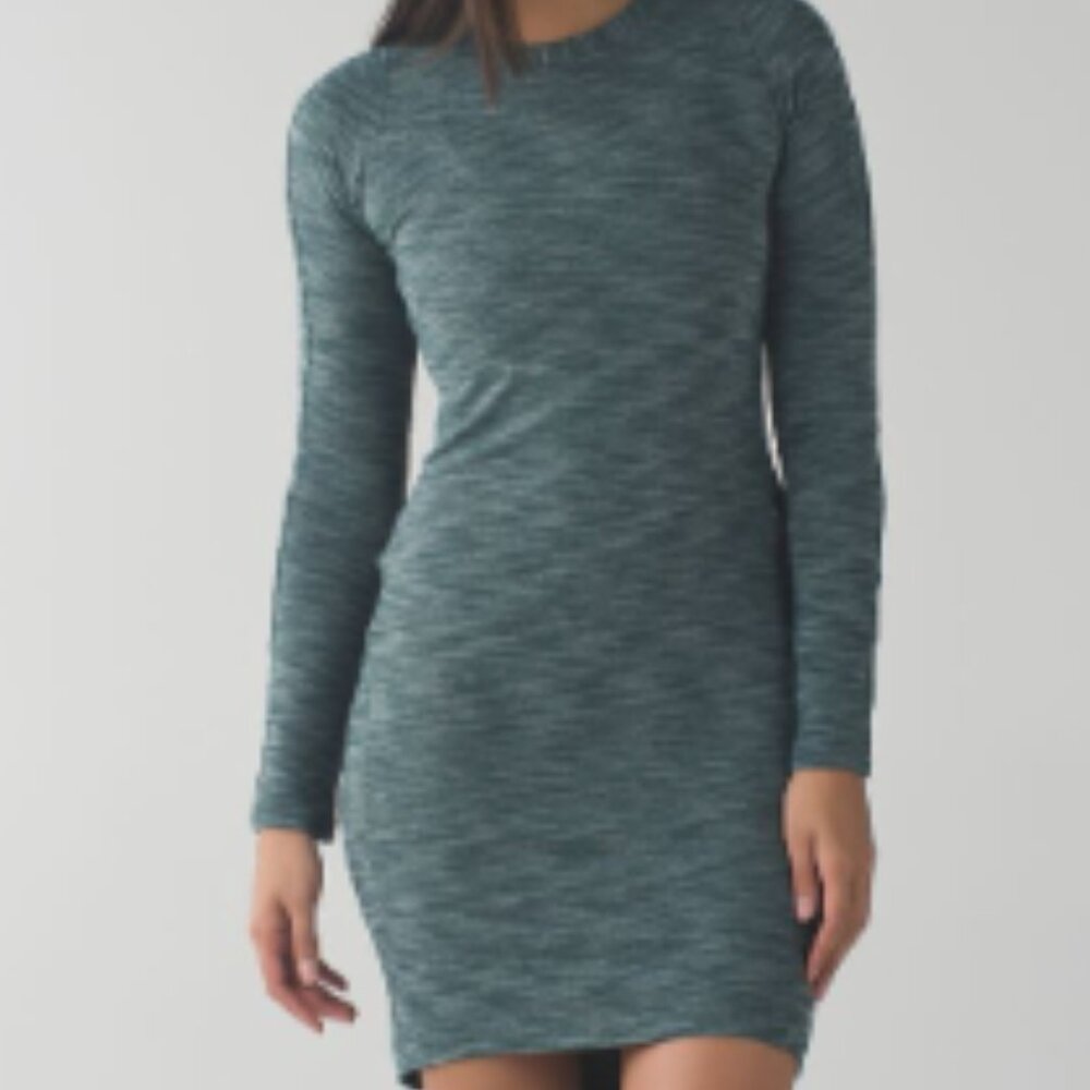 (6195) LULULEMON &go Where-To Dress *Short Sleeve - Sz 6 -Heathered Dk Fu…