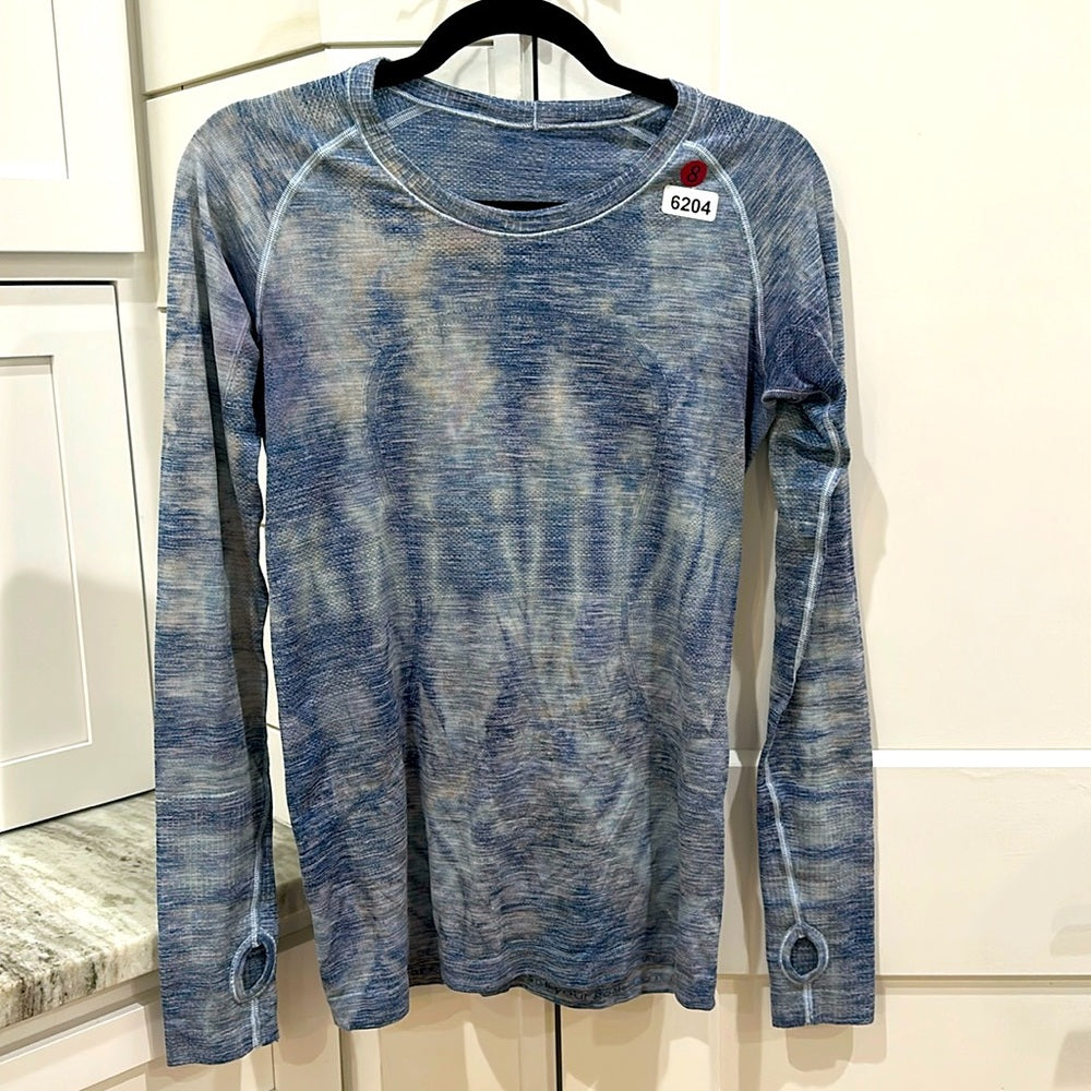 (6204)  🍋 LULULEMON RUN: Swiftly Tech Long Sleeve Crew Sz 8 *HAND-DYED ORIGINAL