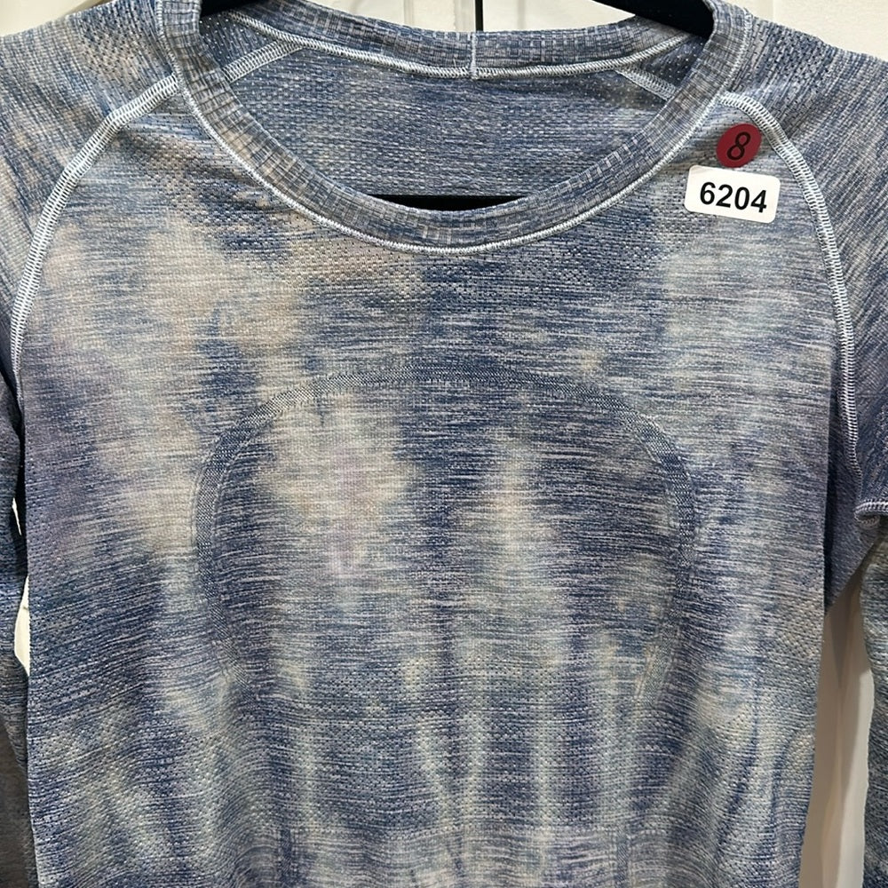 (6204)  🍋 LULULEMON RUN: Swiftly Tech Long Sleeve Crew Sz 8 *HAND-DYED ORIGINAL