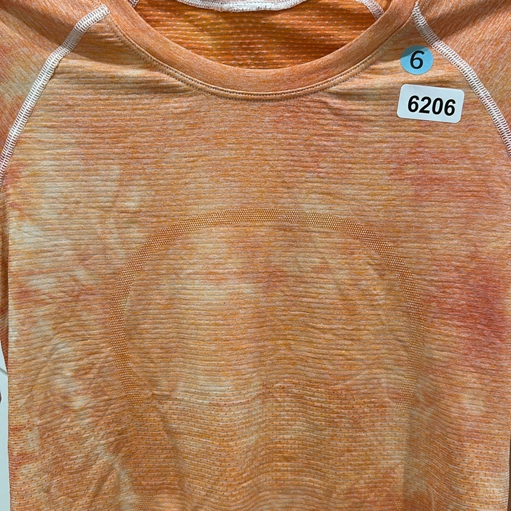 (6206) 🍋 LULULEMON RUN: Swiftly Tech Long Sleeve Crew Sz 6 *RACE *HAND-DYED