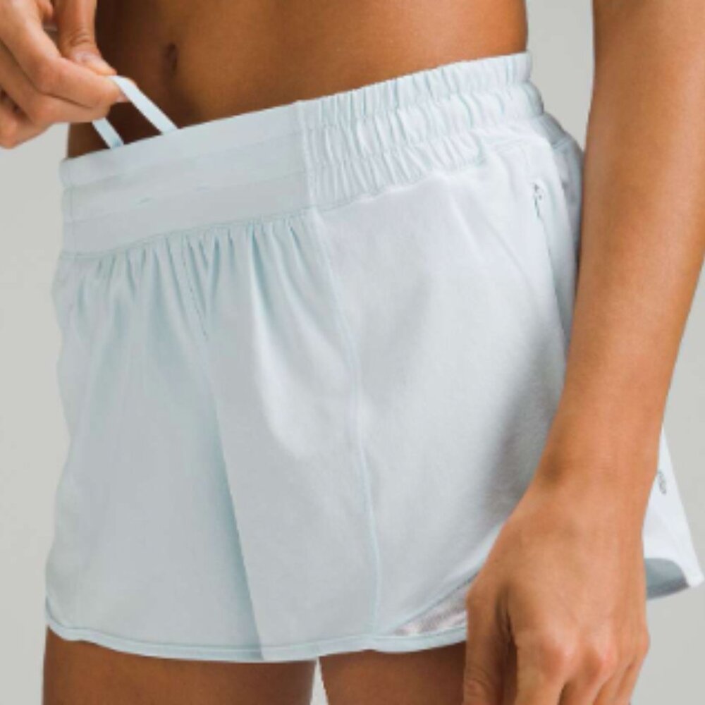 (6259) LULULEMON Hotty Hot Short (4" ) White in Sz 8 *Loved *Powder Blue