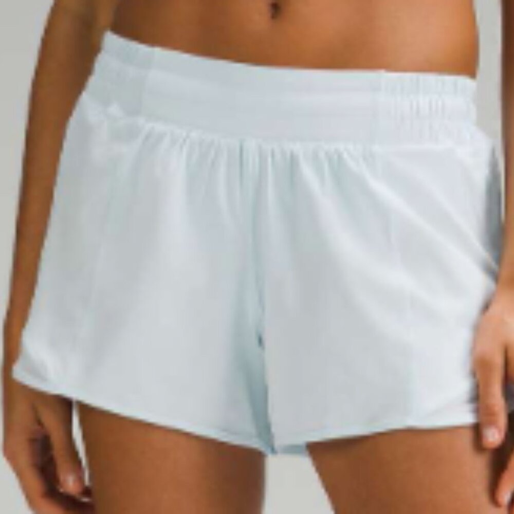(6259) LULULEMON Hotty Hot Short (4" ) White in Sz 8 *Loved *Powder Blue