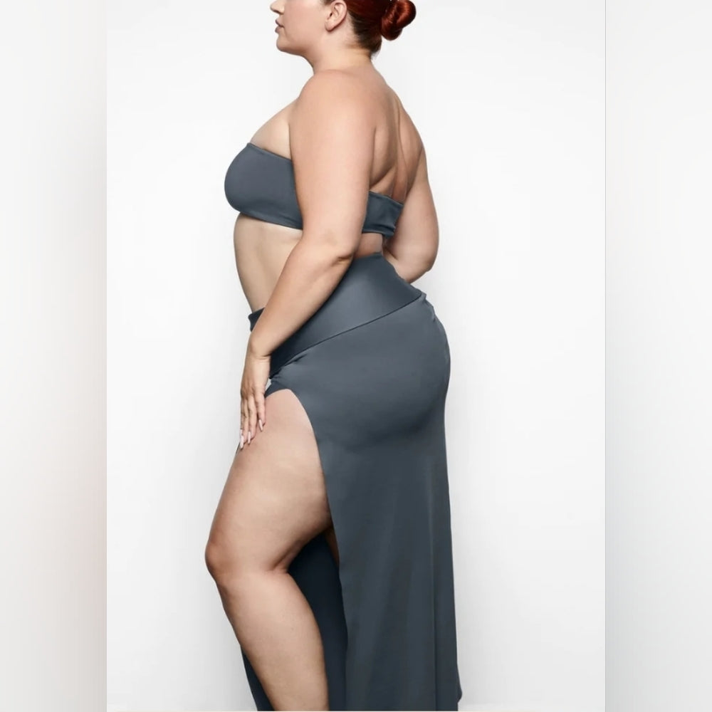 SKIMS SHAPING SWIM LONG SKIRT/ GUNMETAL/ LARGE/ NWT