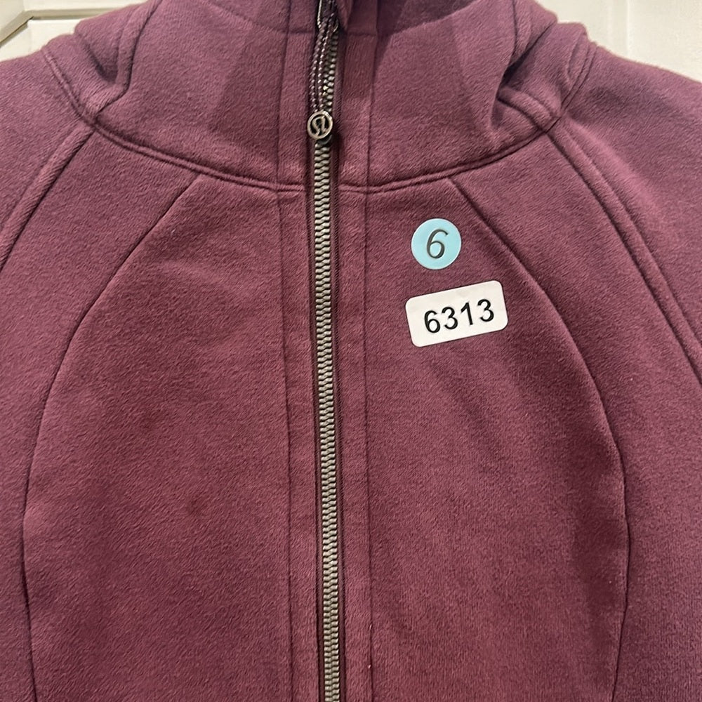 (6313) LULULEMON Scuba Hoodie *Light Cotton Fleece Sz 6 in Arctic Plum *FLAW