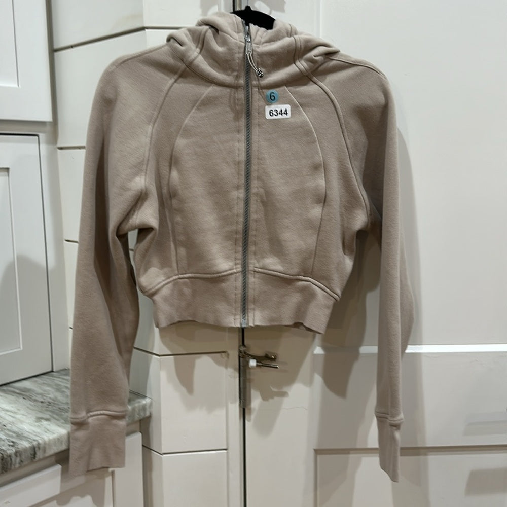 (6344) LULULEMON Scuba Full-Zip Cropped Hoodie Sz 6 in Trench