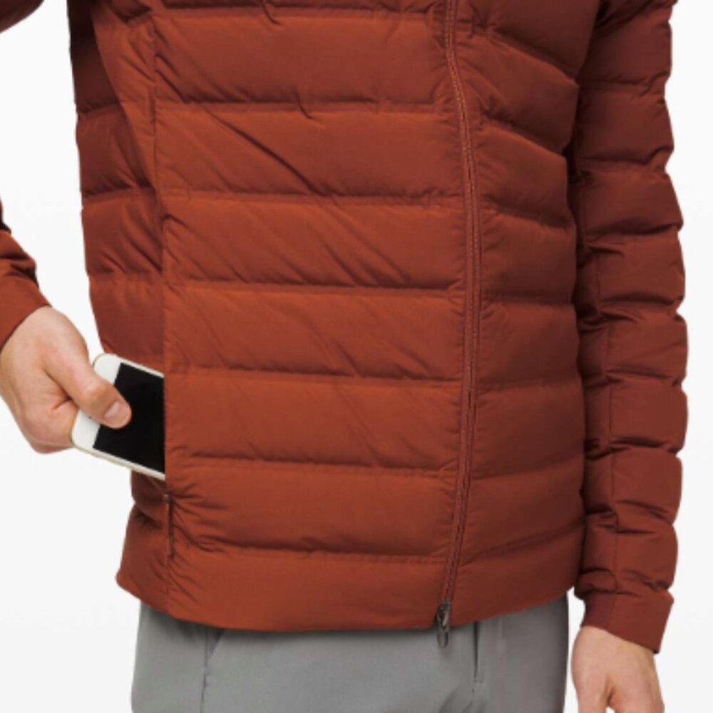 88. (6348) LULULEMON Navigation Down Jacket Sz S in Dark Terracotta