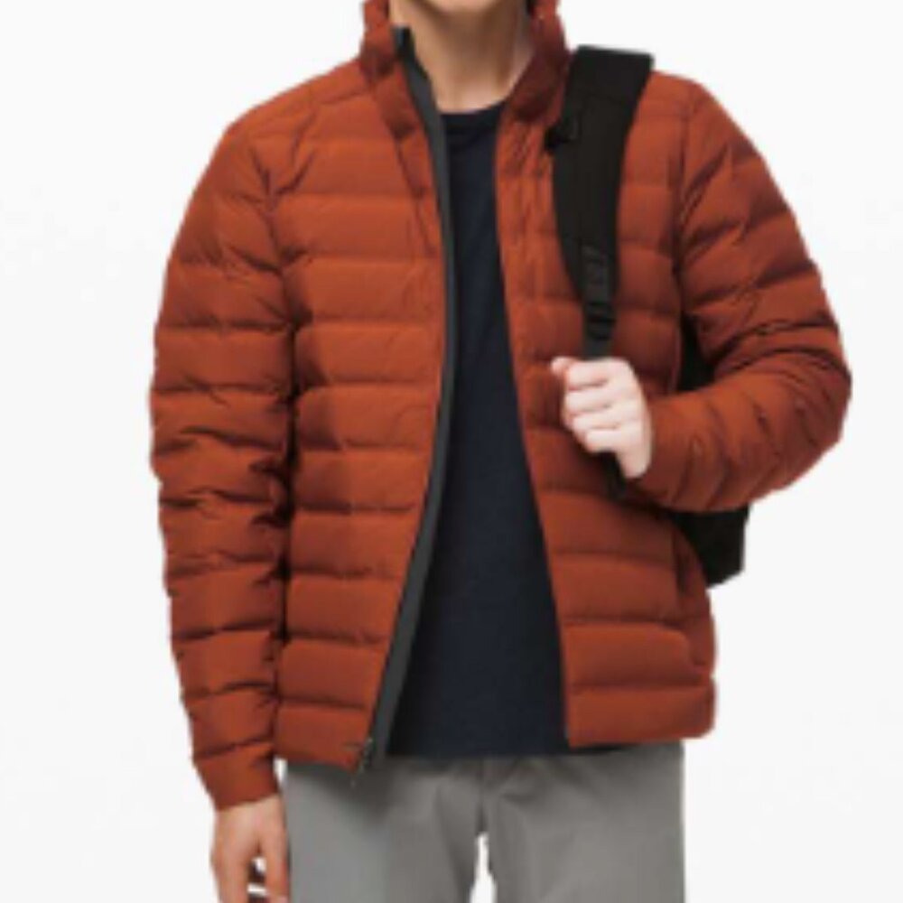 88. (6348) LULULEMON Navigation Down Jacket Sz S in Dark Terracotta