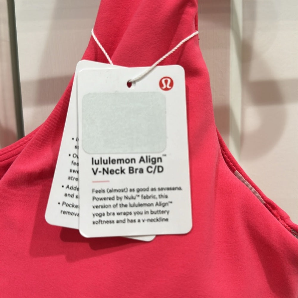 (0002) Lululemon NWT Align V-Neck Bra *Light Support, C/D Cup Sz 10 in Lip Gloss