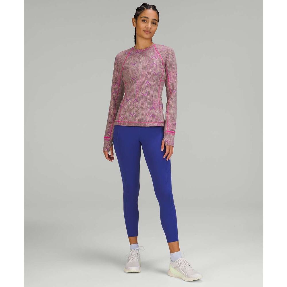 6996 Lululemon Its Rulu Run Long Sleeve Shirt *Jacquard Chevron Mini sz 12