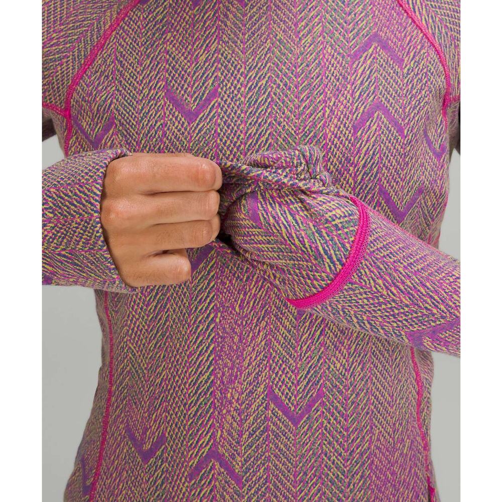 6996 Lululemon Its Rulu Run Long Sleeve Shirt *Jacquard Chevron Mini sz 12