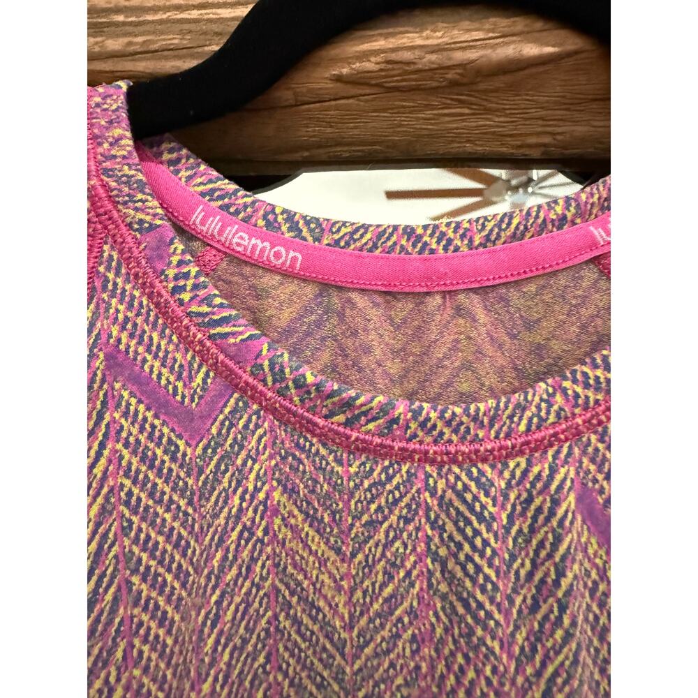 6996 Lululemon Its Rulu Run Long Sleeve Shirt *Jacquard Chevron Mini sz 12
